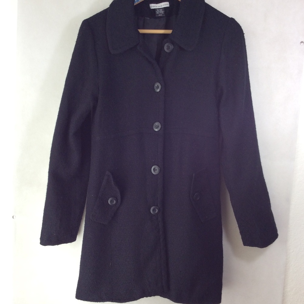 Avenue of the Stars Lightweight Black Car Coat M